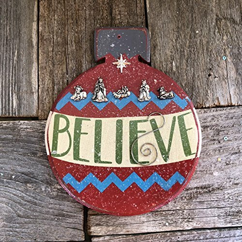 AGD Christmas Decor - Nativity BELIEVE Wood Ornament