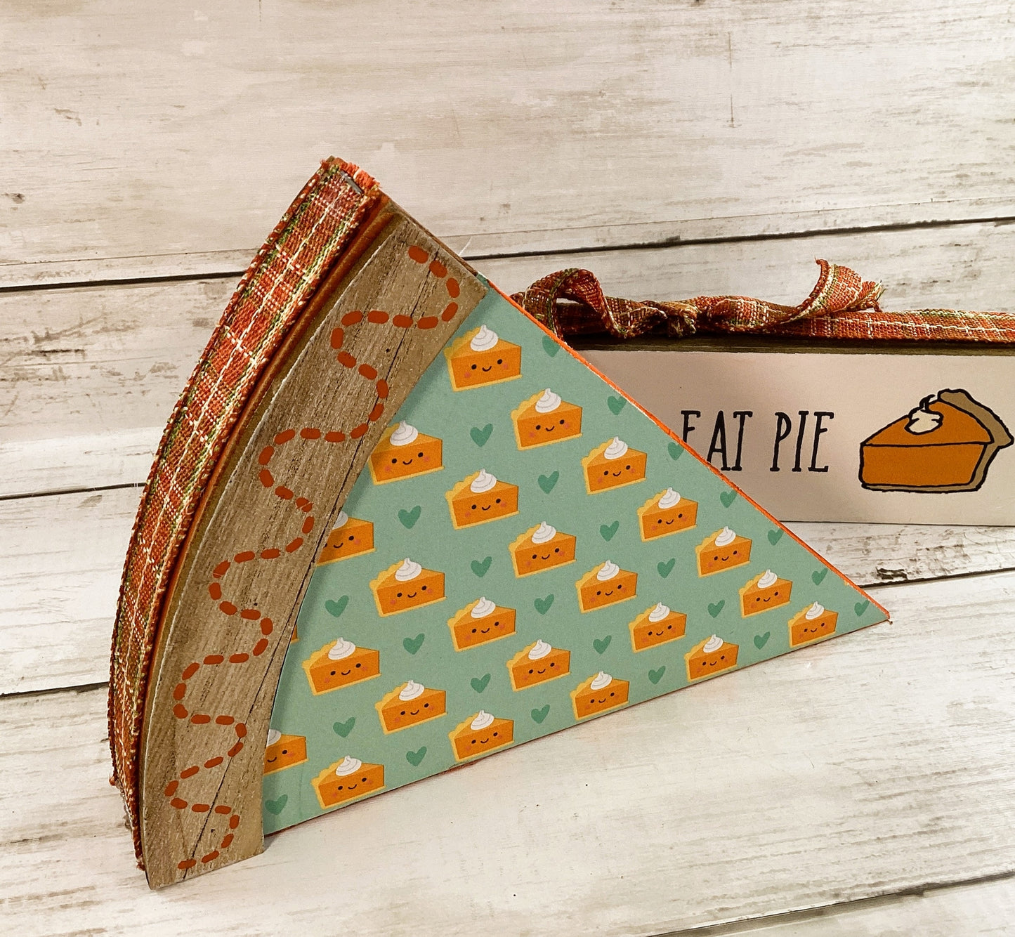 AGD Fall Decor - Wood Reversible Pumpkin Pie and Give Thanks Eat Sign 2pc