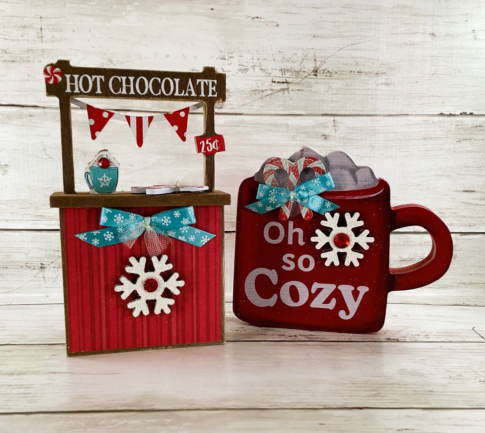 AGD Christmas Decor - Cozy Mug Hot Chocolate Booth Tier Tray 2pc