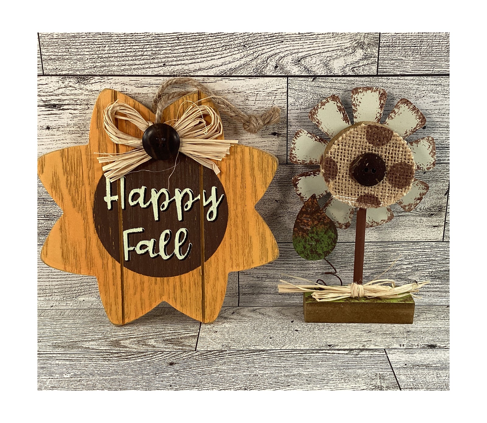 AGD Fall Decor -  Acorn Sunshine Sunflowers Booth Sign Tier Tray Set