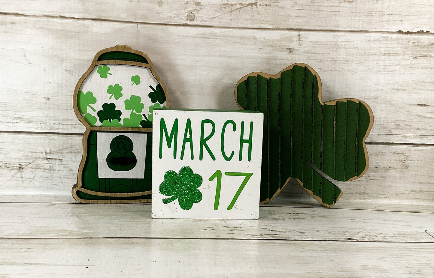 HL St Patrick's Decor - Gumball Shamrock March 17th Tier Tray 3pc Set