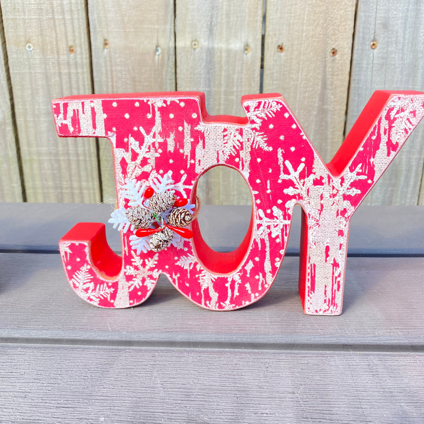 AGD Christmas Decor - Chunky Peace Joy Word Tabletop Signs 2pc Set
