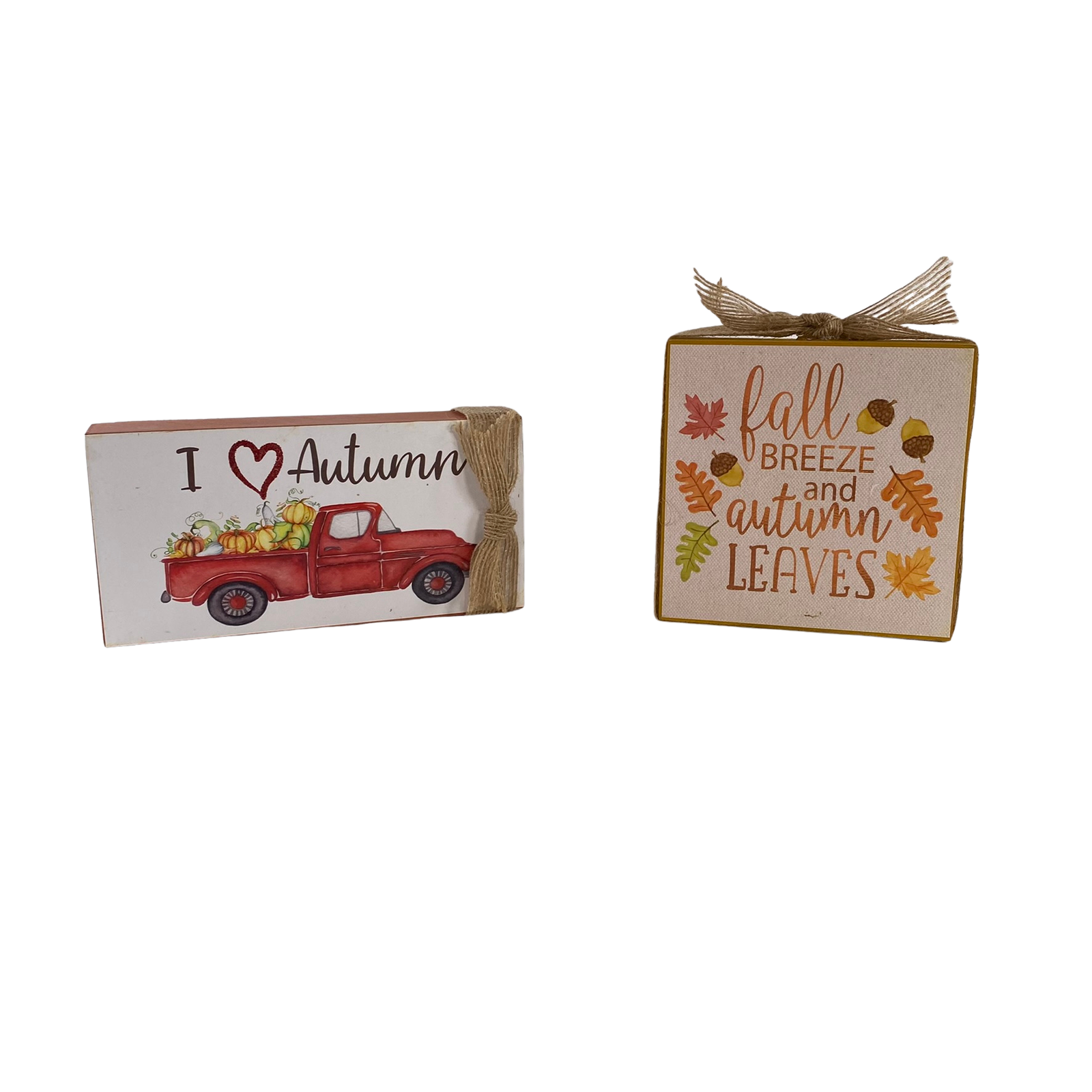 AGD Fall Decor - Love Autumn Fall Breeze Reversible Block Signs 2pc Set
