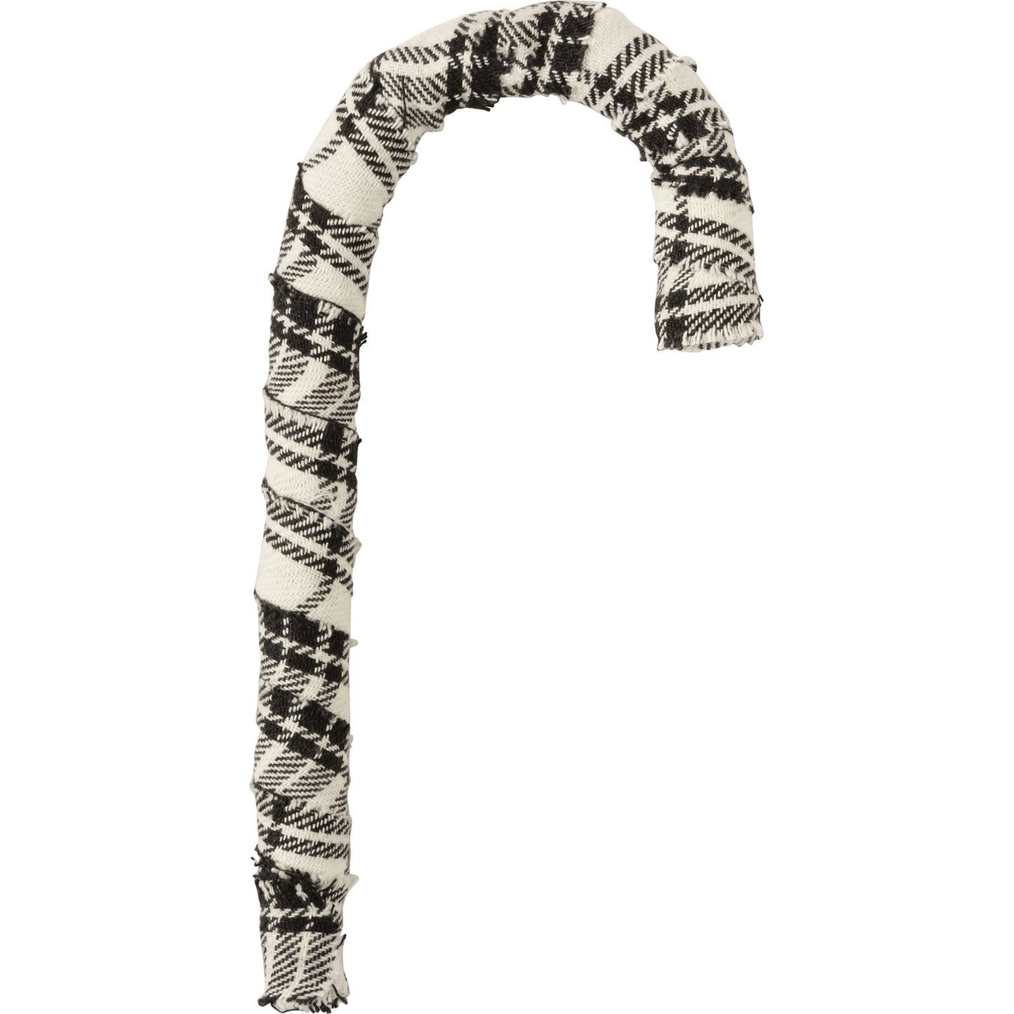 PBK Christmas Decor - Black White Plaid Fabric Candy Canes 12pc Set