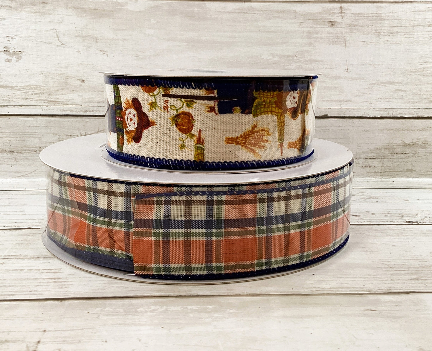 Fall Craft Supply Scare Crow Theme Natural Linen Ribbon 1.5-inch 20yds 2pc Set