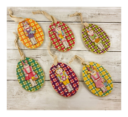 AGD Easter Decor - Spring Bunny Nutcrackers Ornaments 6pc Set