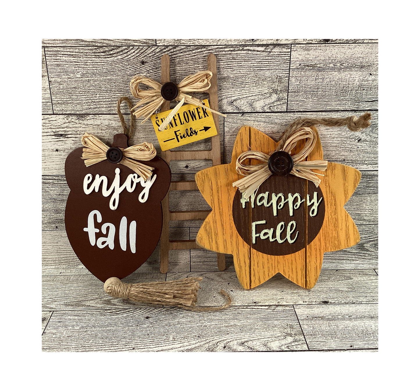 AGD Fall Decor -  Acorn Sunshine Sunflowers Booth Sign Tier Tray Set