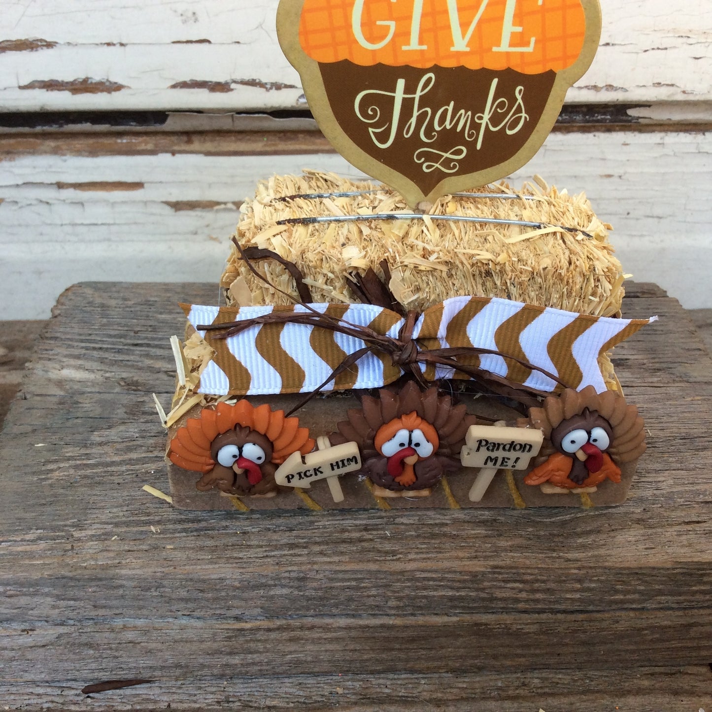 AGD Fall Decor - Give Thanks Miniature Turkey Display