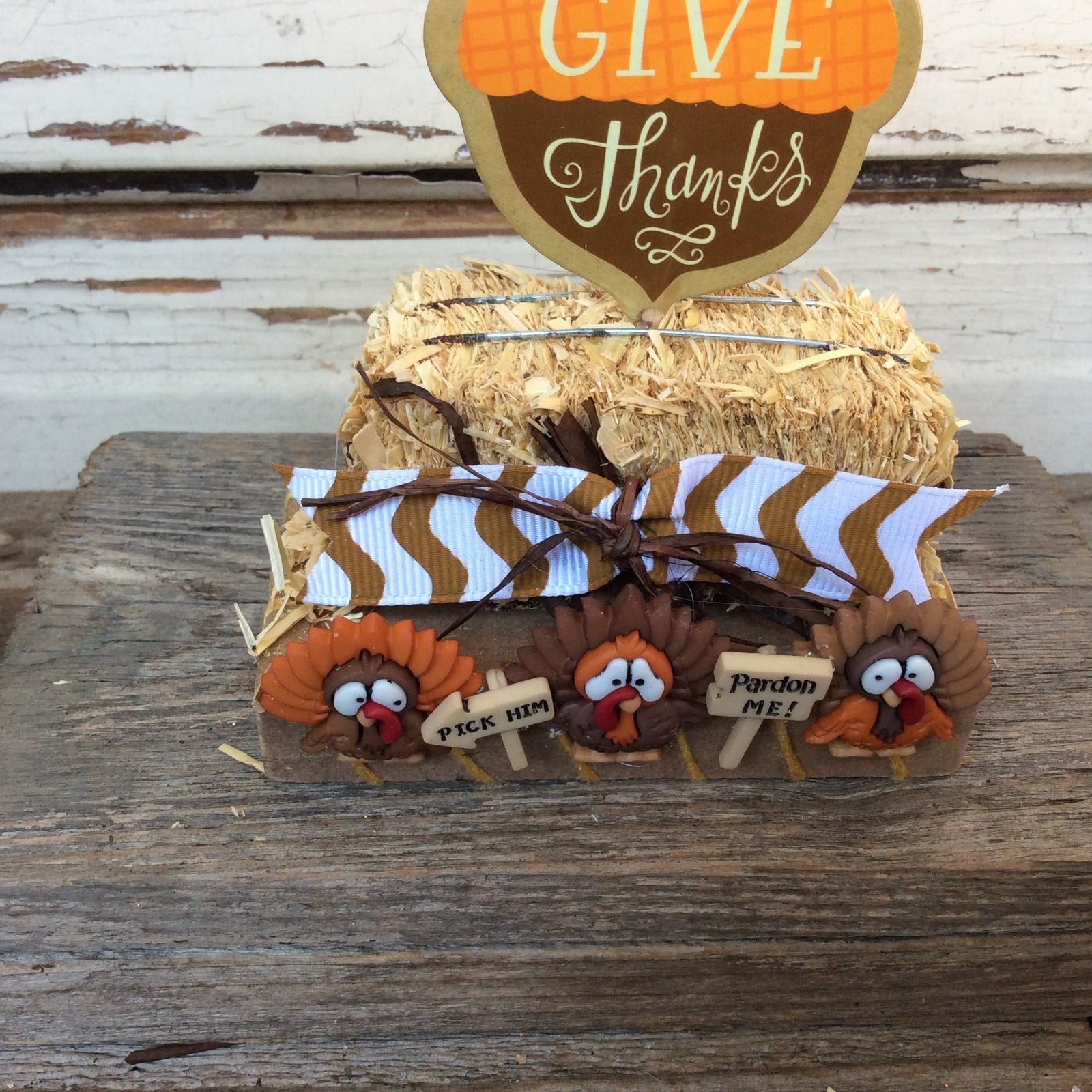 AGD Fall Decor - Give Thanks Miniature Turkey Display