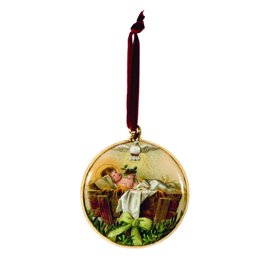 TBD OWI Christmas Decor - Baby Jesus In Manger Disc Ornament