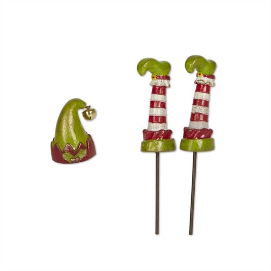 MW Christmas Decor - Fairy Garden Elf Legs and Hat 3pc Set