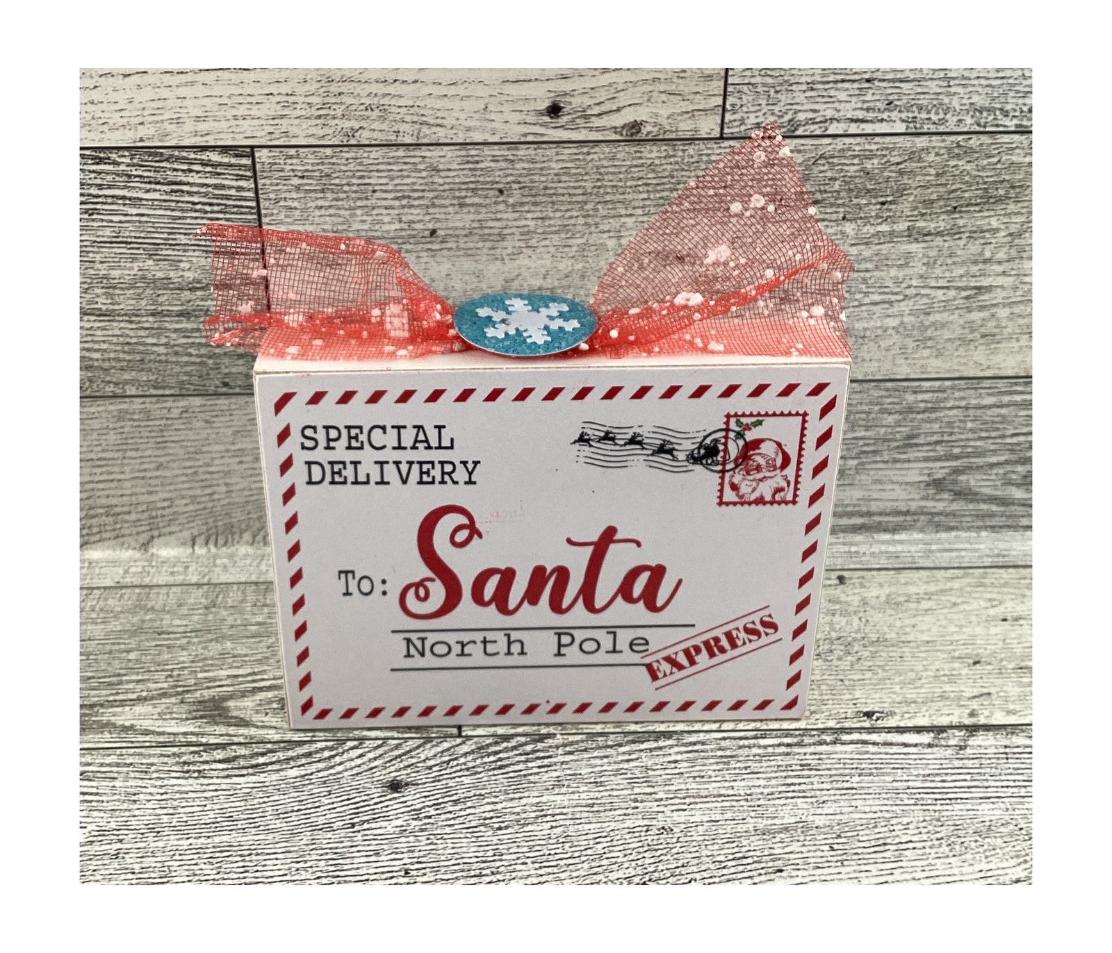 AGD Christmas Decor - Santa Shaker Globe Letter  Mailbox Tier Tray 4pc Set