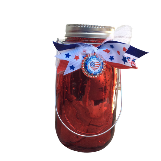 AGD Patriotic Decor - One Nation Under God Lighted Mason Jar
