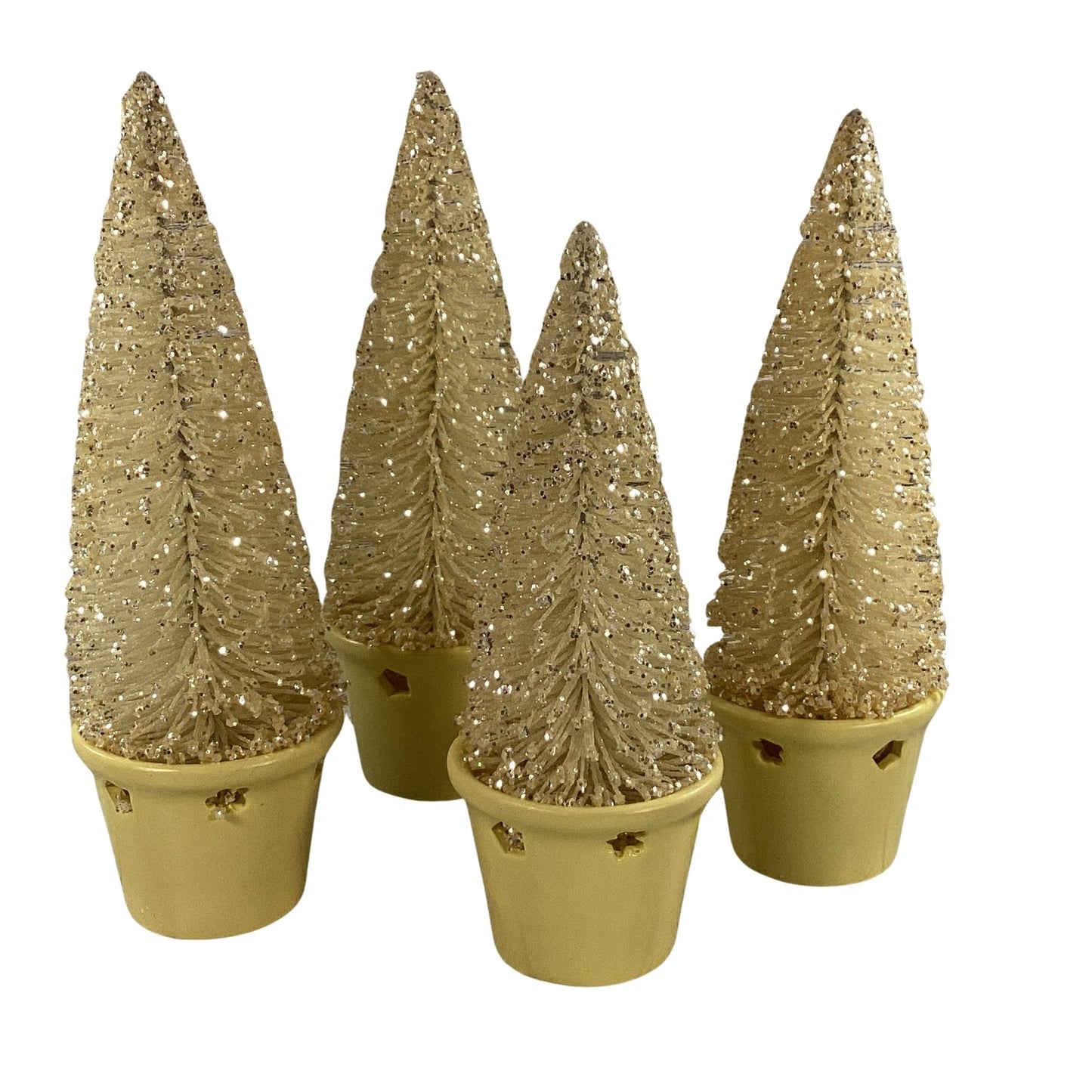AGD Easter Decor -  Yellow Pastel Spring Sisal Bottlebrush Trees 4pc Set