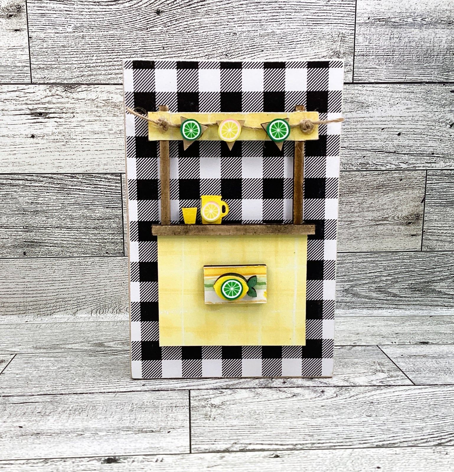 Summer Decor Lemon Theme Booth Stand Lemonade Sign Tier Tray 2pc Set