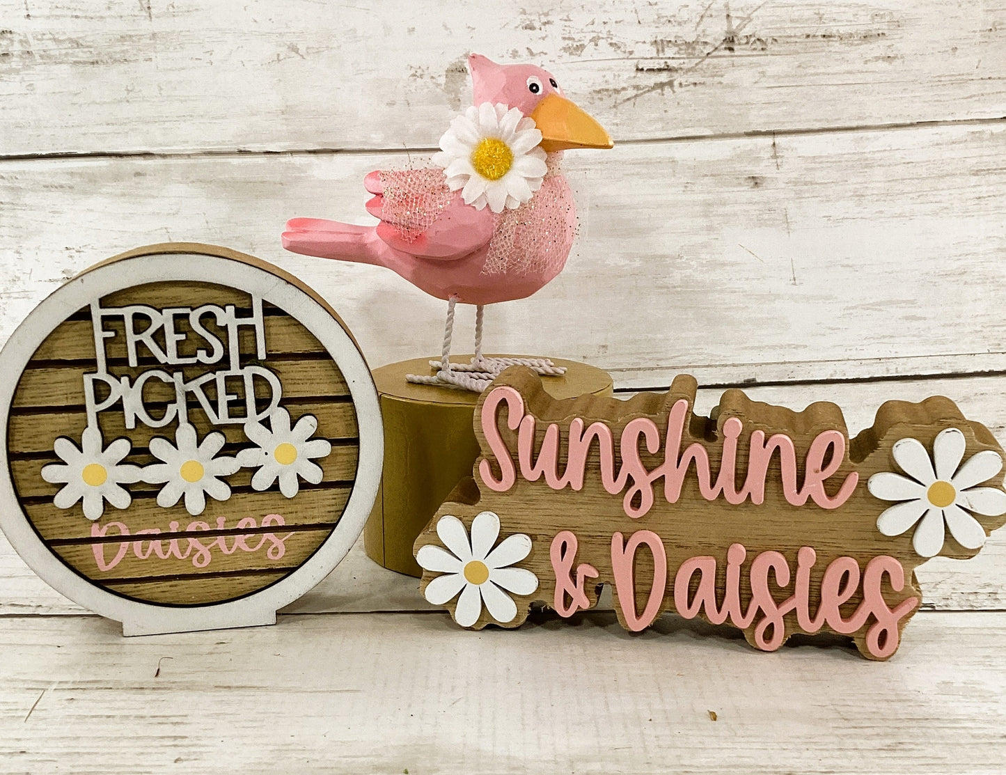 HL Spring Decor - Fresh Picker Daisy Sunshine Pink Crow 3pc