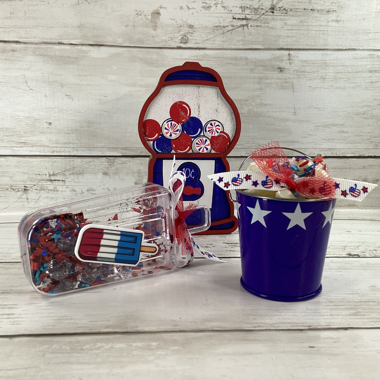 AGD Patriotic Decor - July 4th Gumball Popsicle Shaker Popcorn 3pc Set