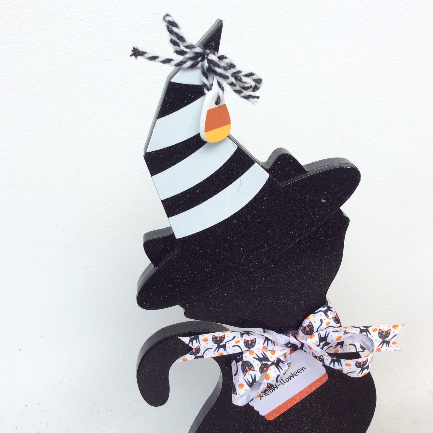 AGD Halloween Decor - Black Cat Wood Meow-lloween Tabletop Display