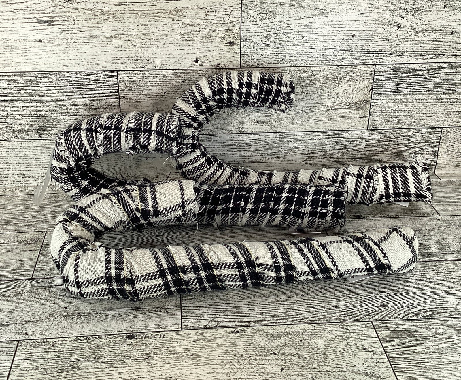 PBK Christmas Decor - Black White Plaid Fabric Candy Canes 12pc Set