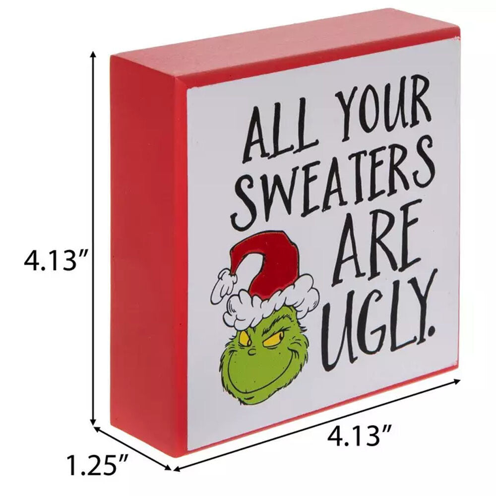 AGD Christmas Decor - Whimsy Green Monster Wood Gift Box Signs 2pc