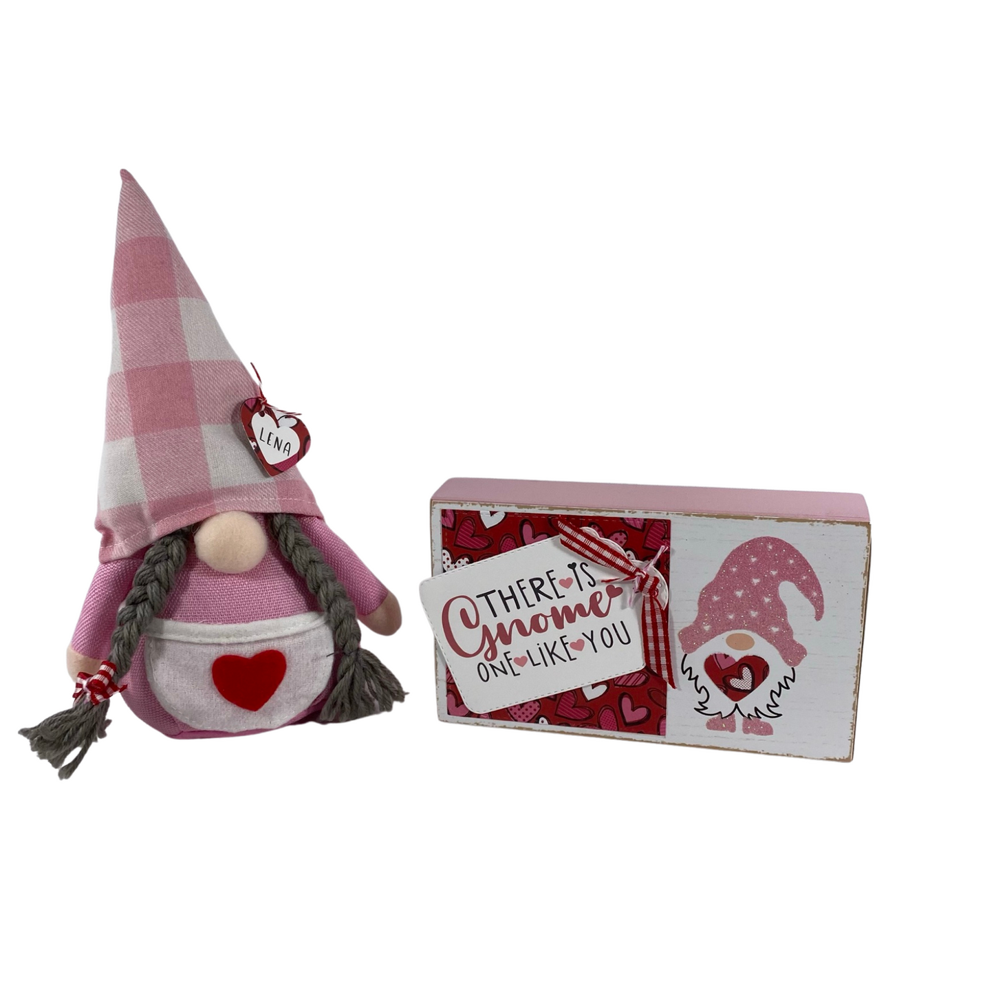AGD Valentines Decor - Lena Fabric Gnome One Like You Box Sign 2pc
