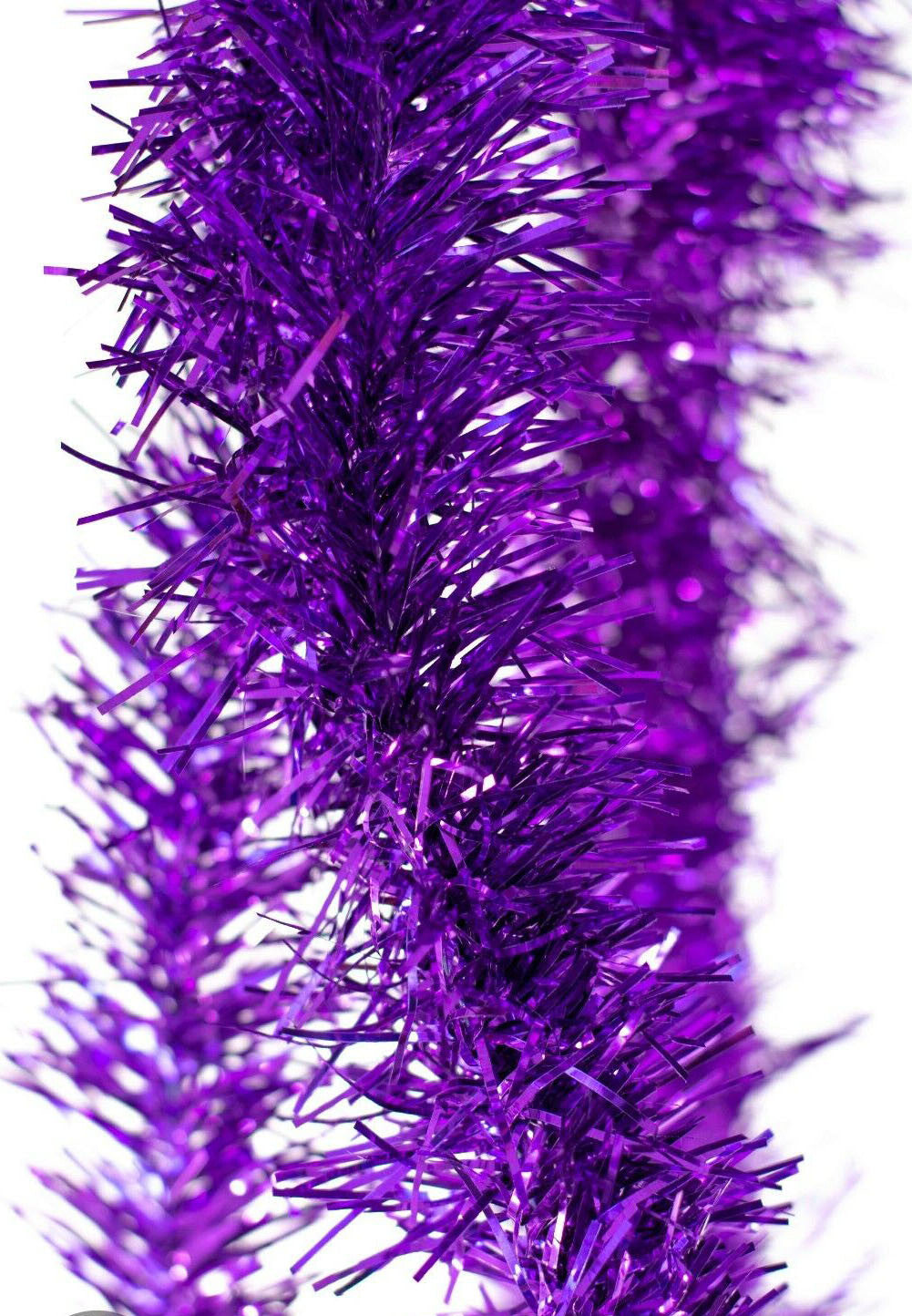 AGD Mardi Gra Decor - 25 ft Wired Purple Tinsel and  Purple Lights Bundle Kit