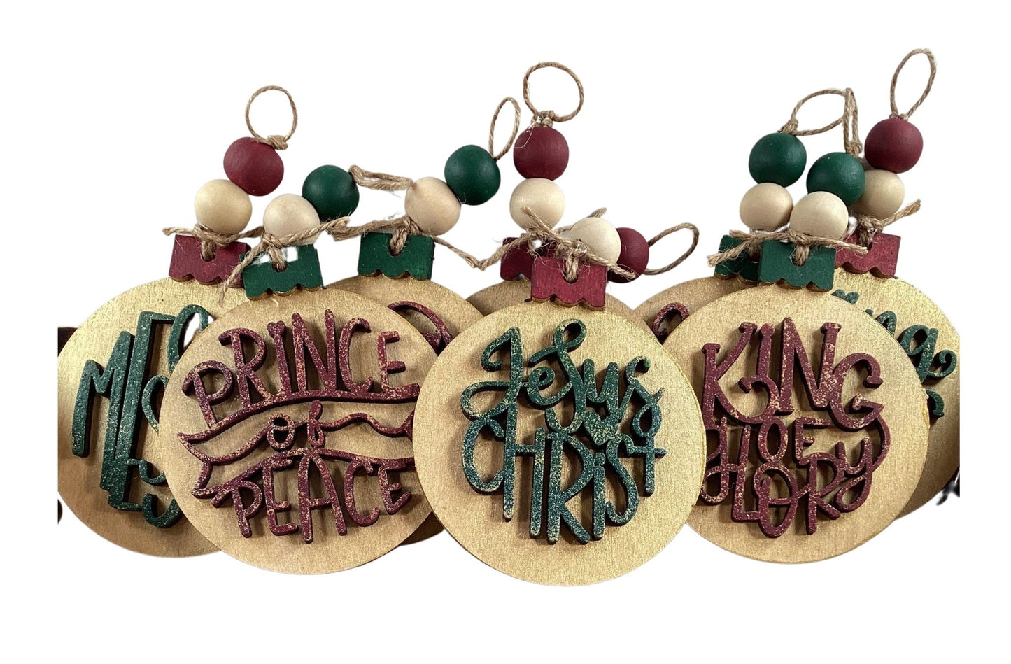 AGD Christmas Decor -  Names of God Advent Layered Wood Ornaments 8pc