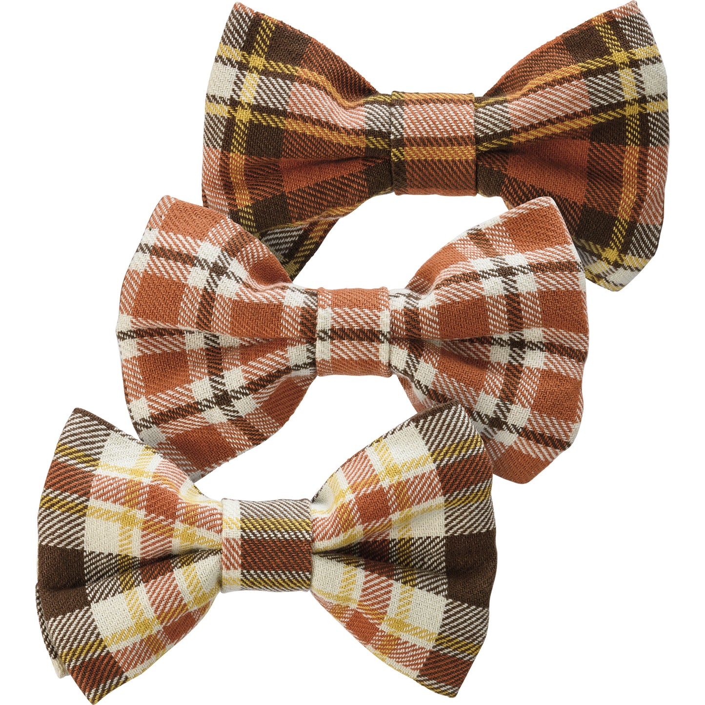 PBK Fall Pet Supply - MEDIUM DOG Harvest Autumn Plaid Bow Ties 3pc Set