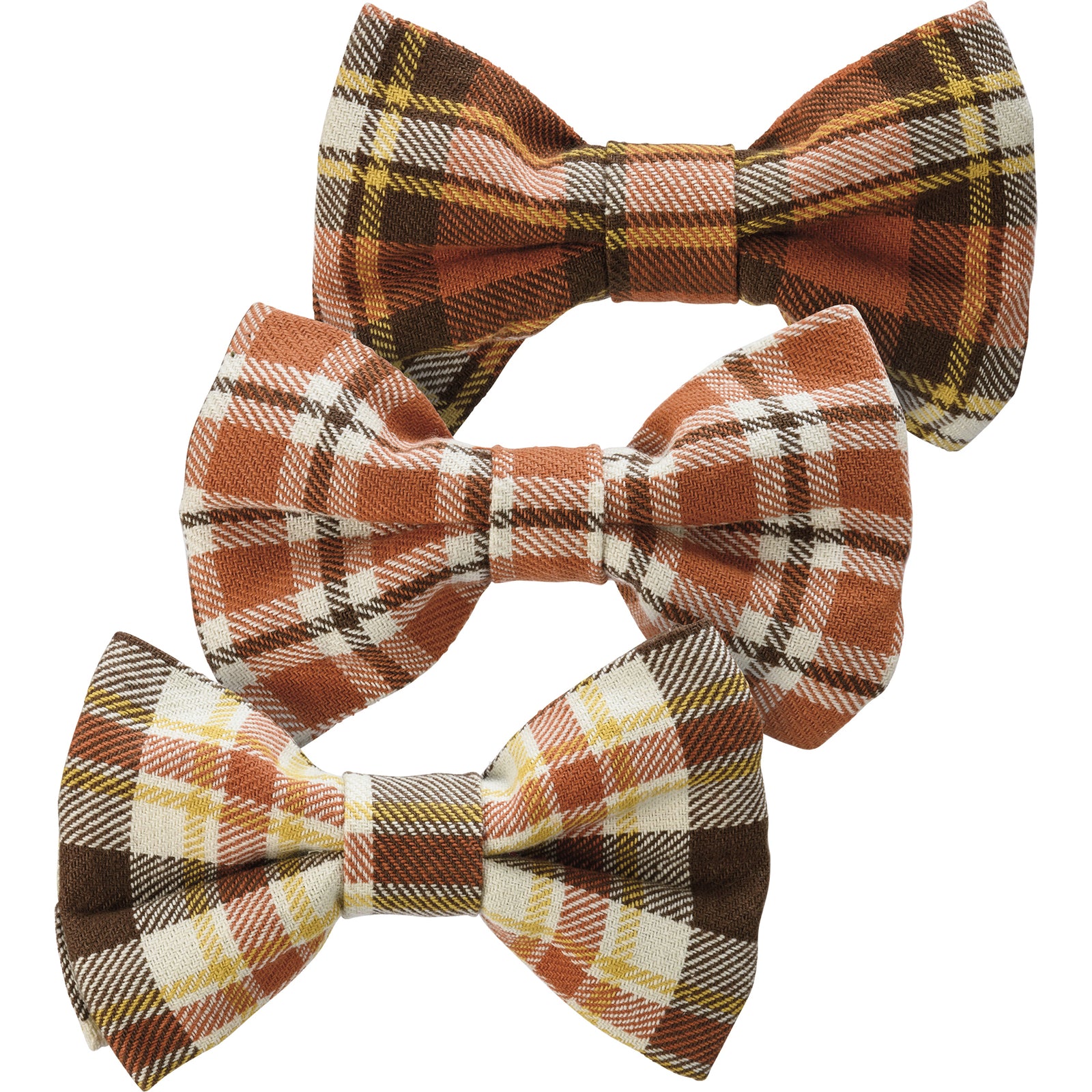 PBK Fall Pet Supply - MEDIUM DOG Harvest Autumn Plaid Bow Ties 3pc Set
