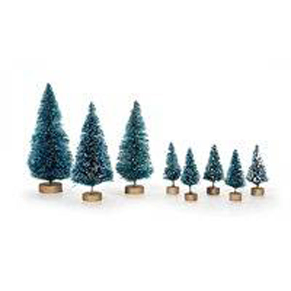 Darice Miniature Bottle Brush Sisal Christmas Trees - Green w/Snow tips 8pc Set