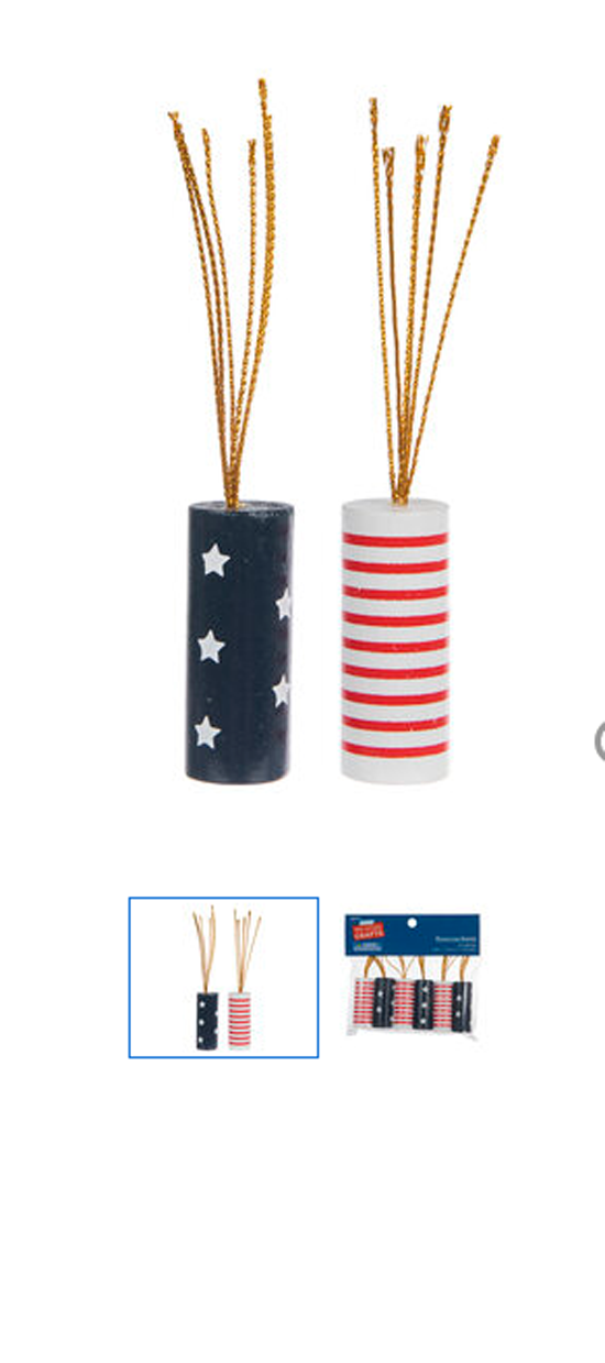 Patriotic Decor - Wood Stars and Stripes Small Firecracker 8pc Set