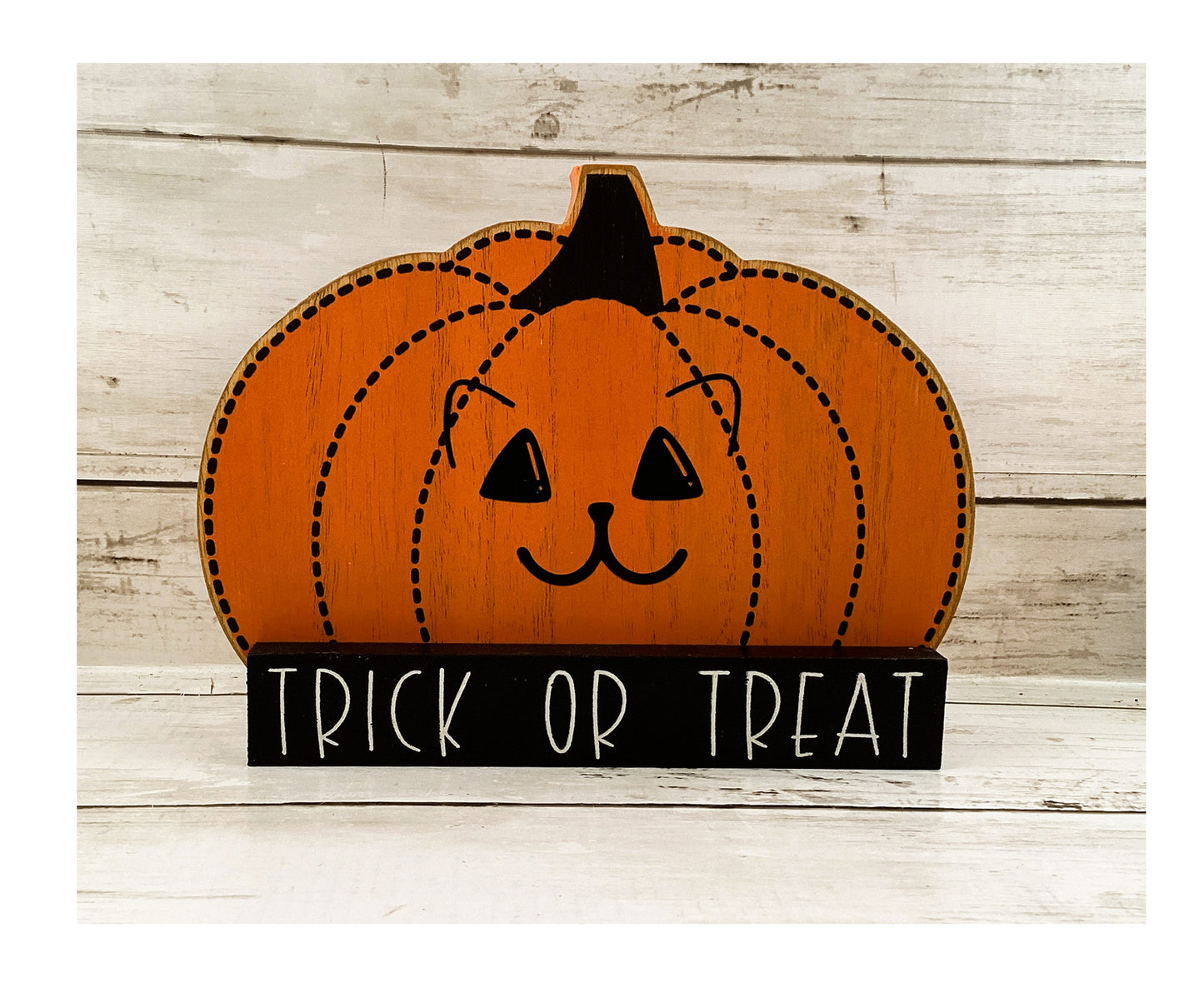 AGD Halloween Decor - Trick Treat Chunky Cat Pumpkin 2pc