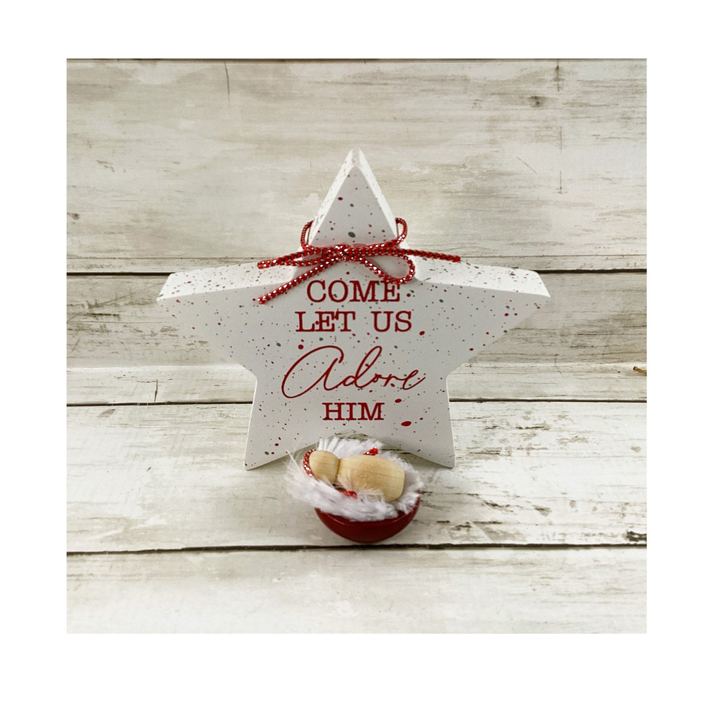 AGD Christmas Decor - Nativity Chunky Adore Him Star Baby Jesus Peg Doll 2pc