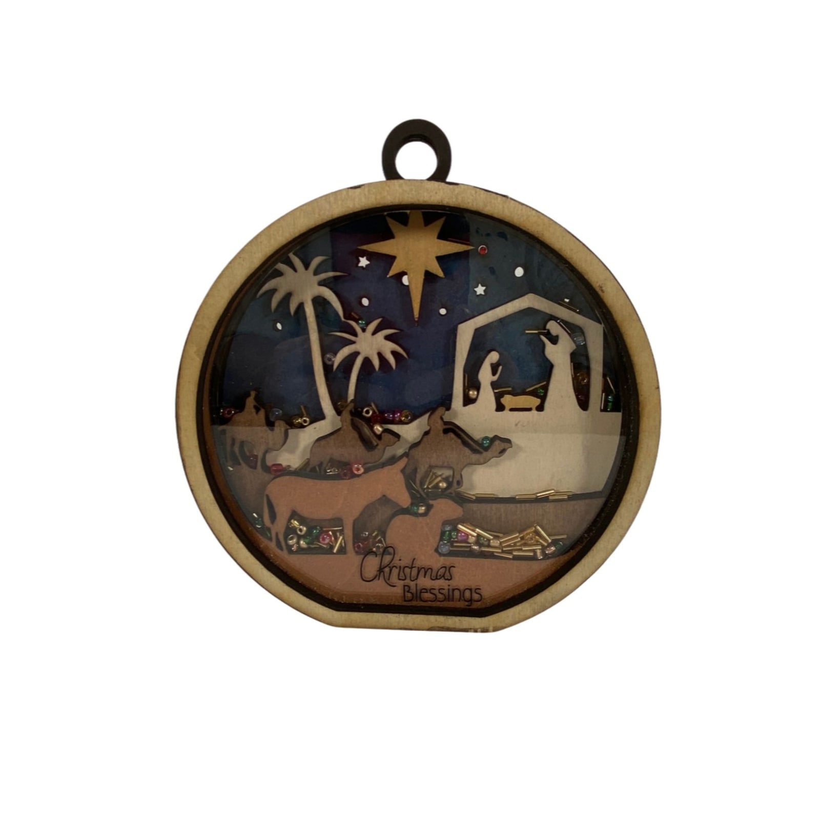 AGD Christmas Decor -  Nativity Layered Scene Chunky Wood Shaker