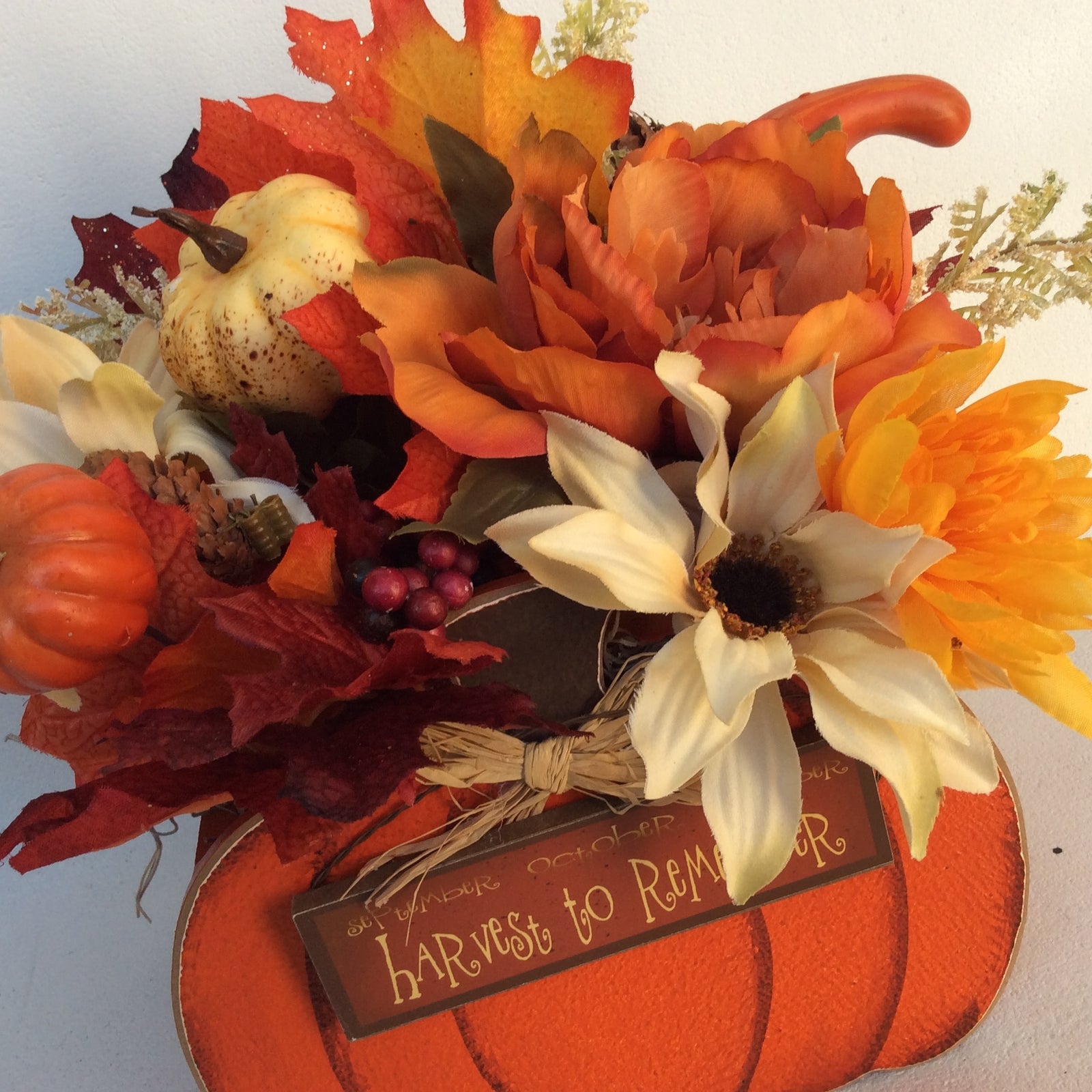 AGD Fall Decor - Harvest To Remember Pumpkin Artificial Floral Display
