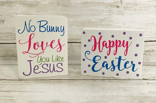 HL Easter Decor - No Bunny Loves Like Jesus Tier Block Sign 2pc