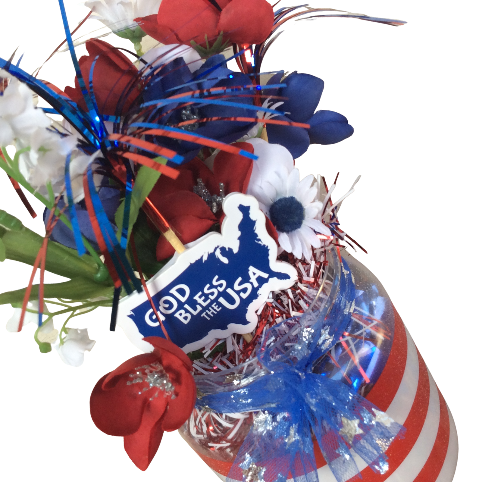 AGD Patriotic Decor - God Bless America Small Floral Centerpiece
