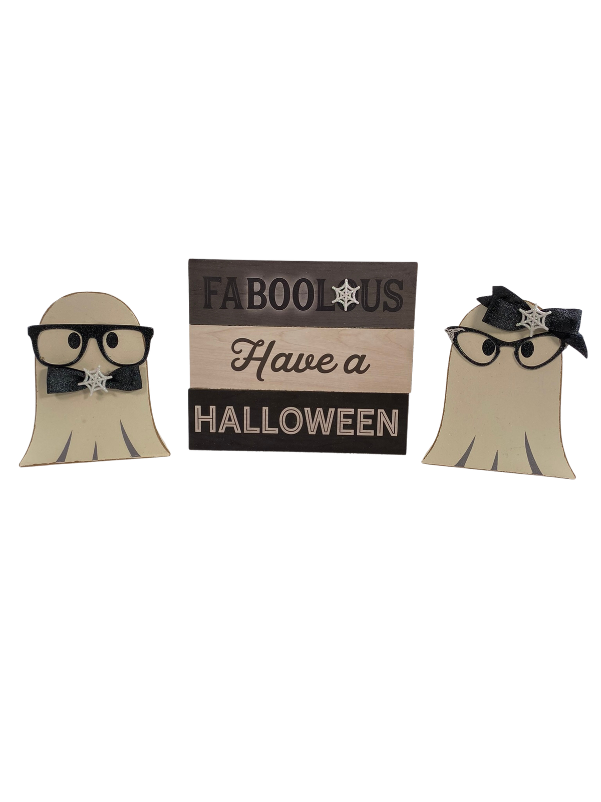 AGD Halloween Decor - Chunky Ghosts and Block Signs 5pc Set