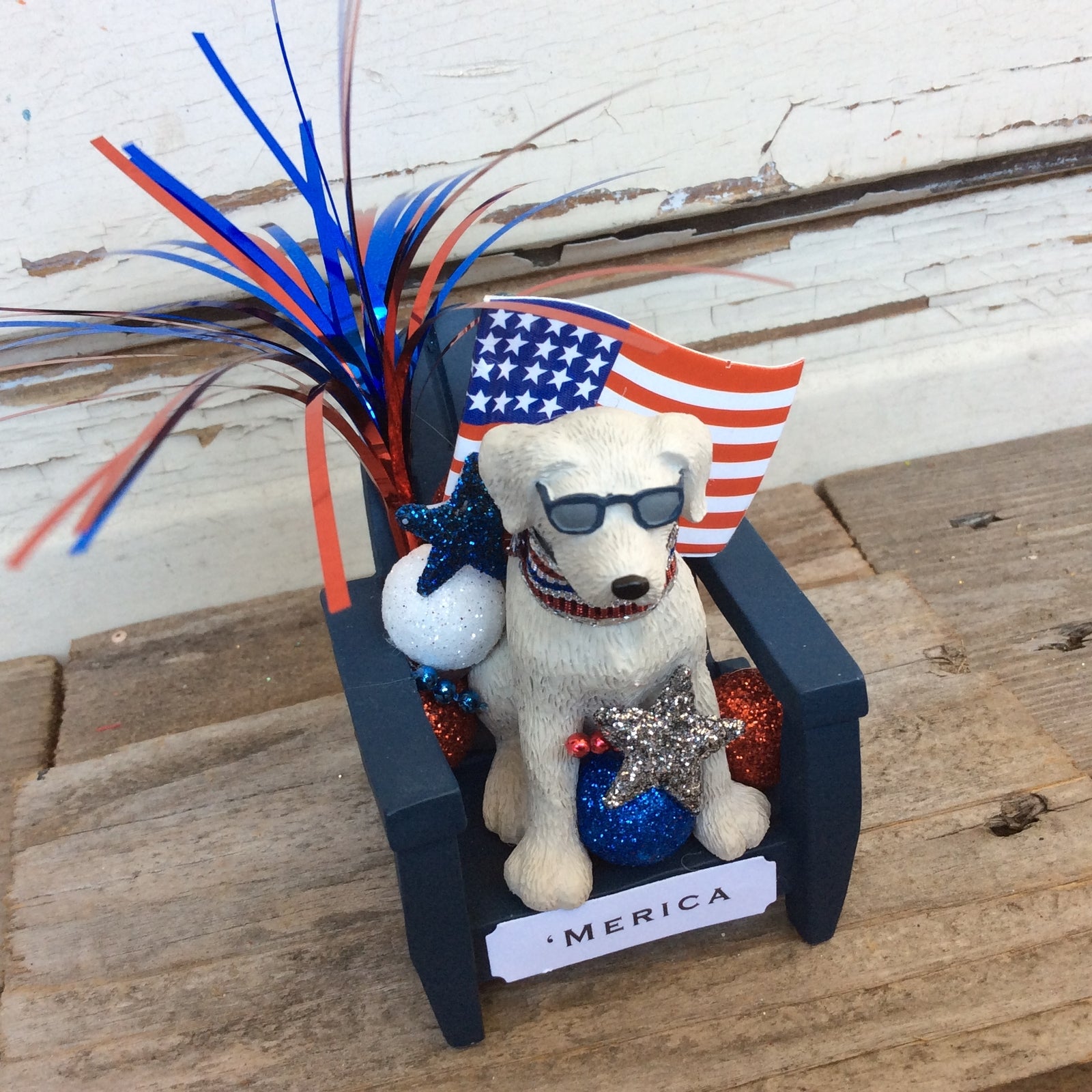 AGD Patriotic Decor - 'Merica Resin Summer Dog Decor