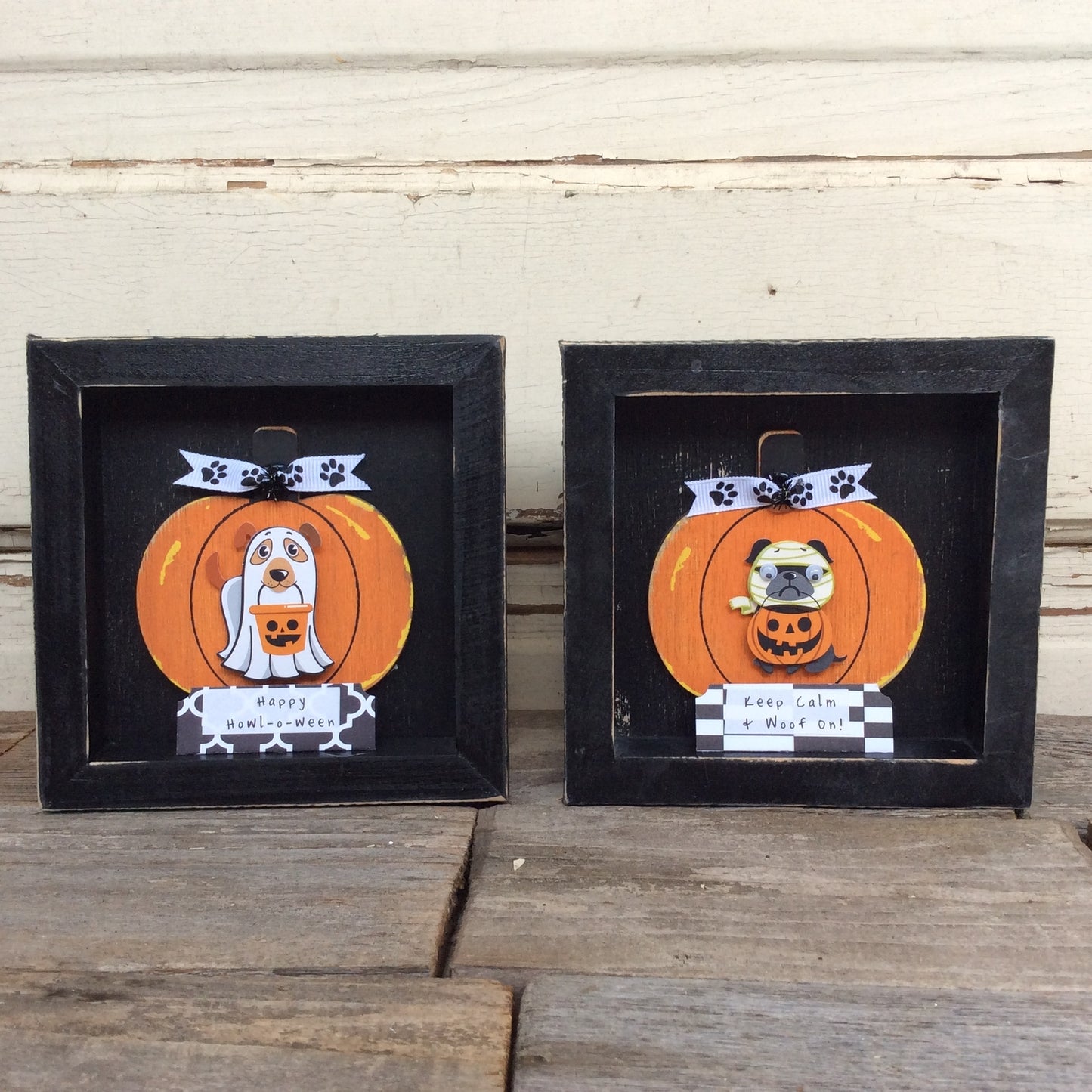 AGD Halloween Decor - Funny Dog Sayings Box Signs 3pc.