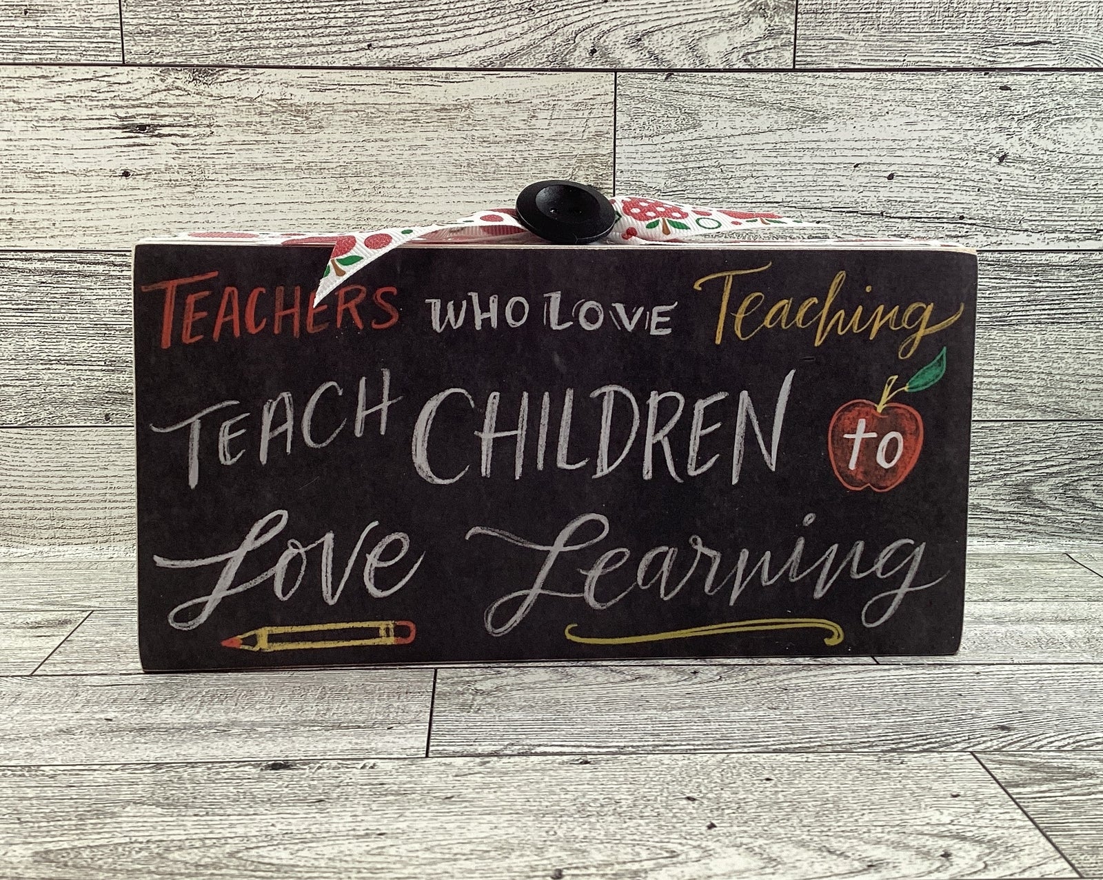 AGD Teacher Gift - School Love to Learn Blessed Rolling Pin and Box Sign 2pc