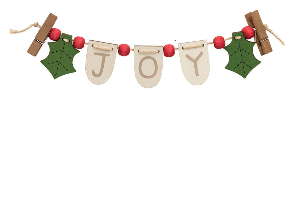 CWI Christmas Decor - Joy Tier Tray Mini Small Banner Garland Clip