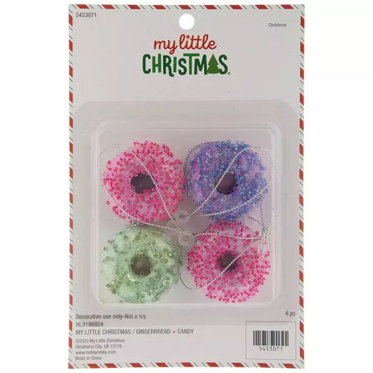 HL Christmas Decor - Miniature Tree Plastic Do-nut Ornaments 4pc