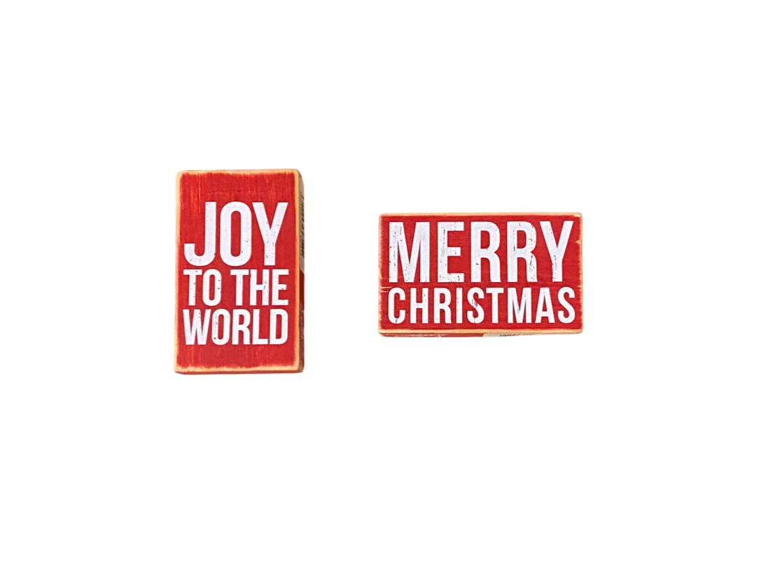 PBK Wood Mounted Rubber Stamp - Merry Christmas Joy 2pc Set