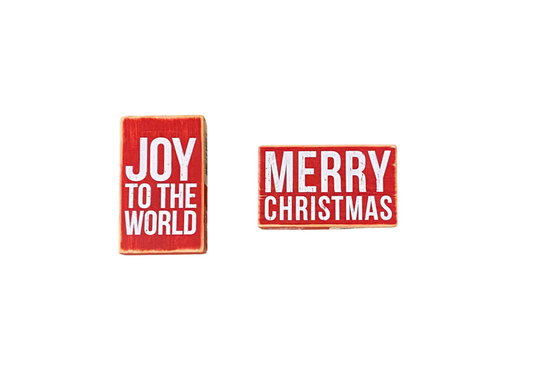 PBK Wood Mounted Rubber Stamp - Merry Christmas Joy 2pc Set