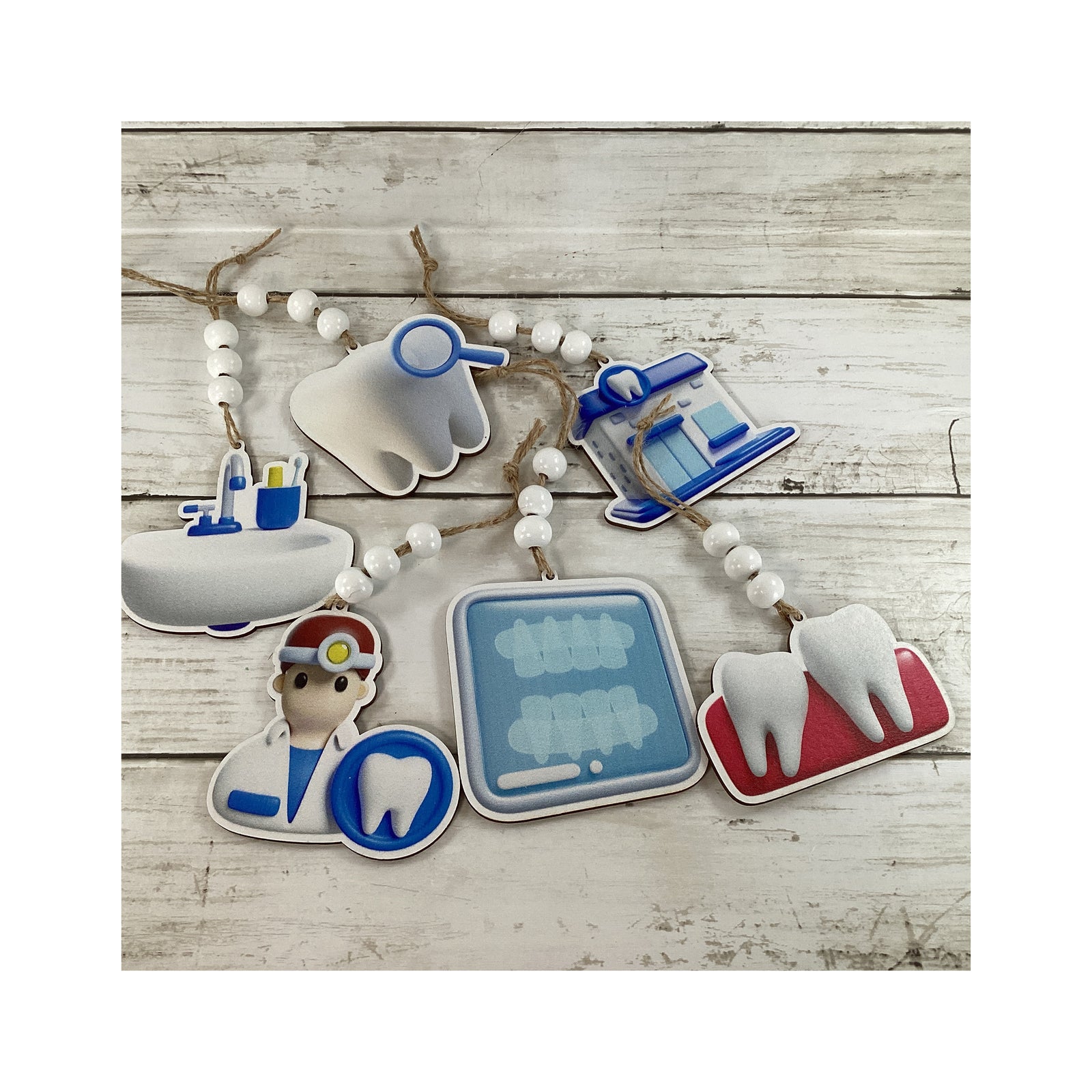 Christmas Decor Dentist Ornaments,  Dental Theme 6pc Set