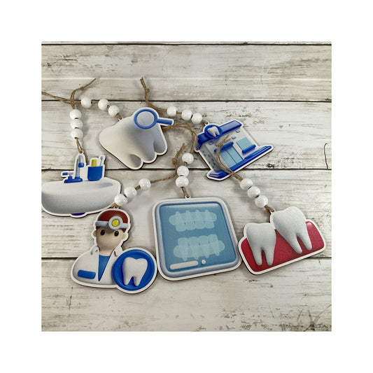 Christmas Decor Dentist Ornaments,  Dental Theme 6pc Set