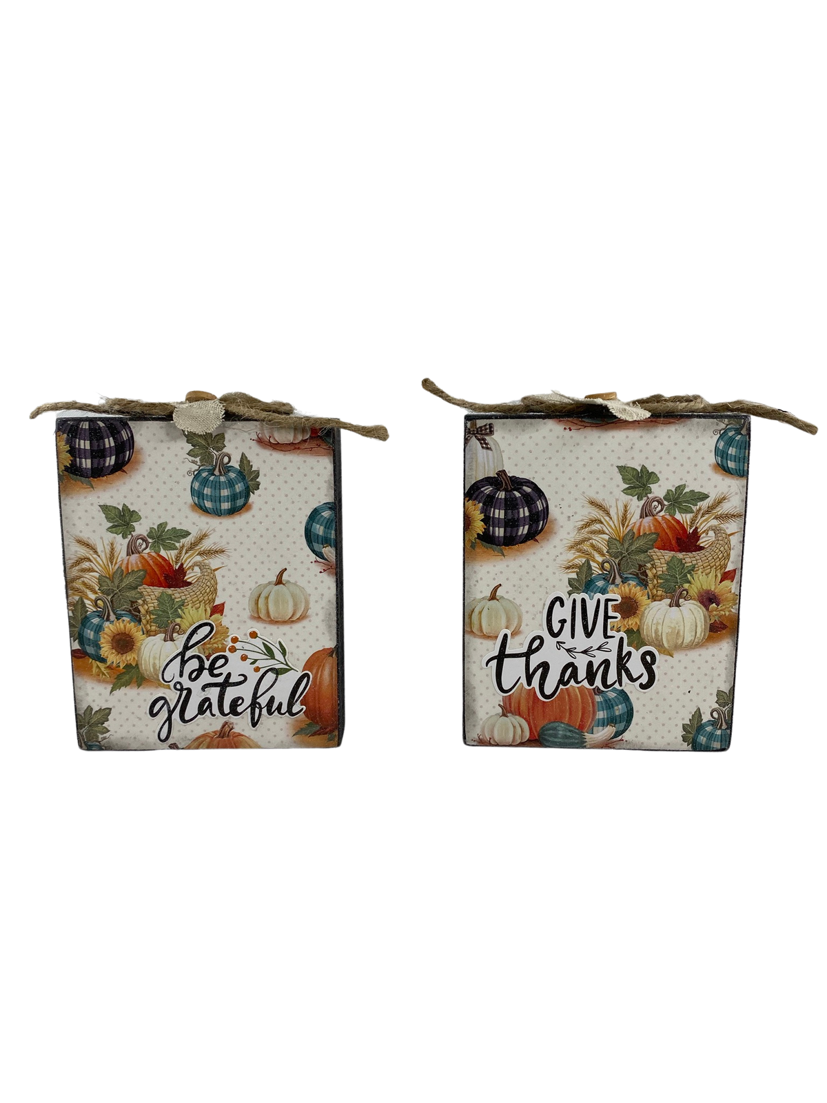 AGD Fall Decor - Be Grateful Family Time Reversible Box Sign 2pc