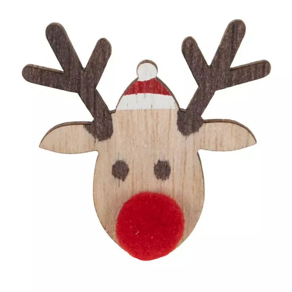 HL Christmas Craft Supply - Reindeer Flat-back Wood Embellishments 12pc