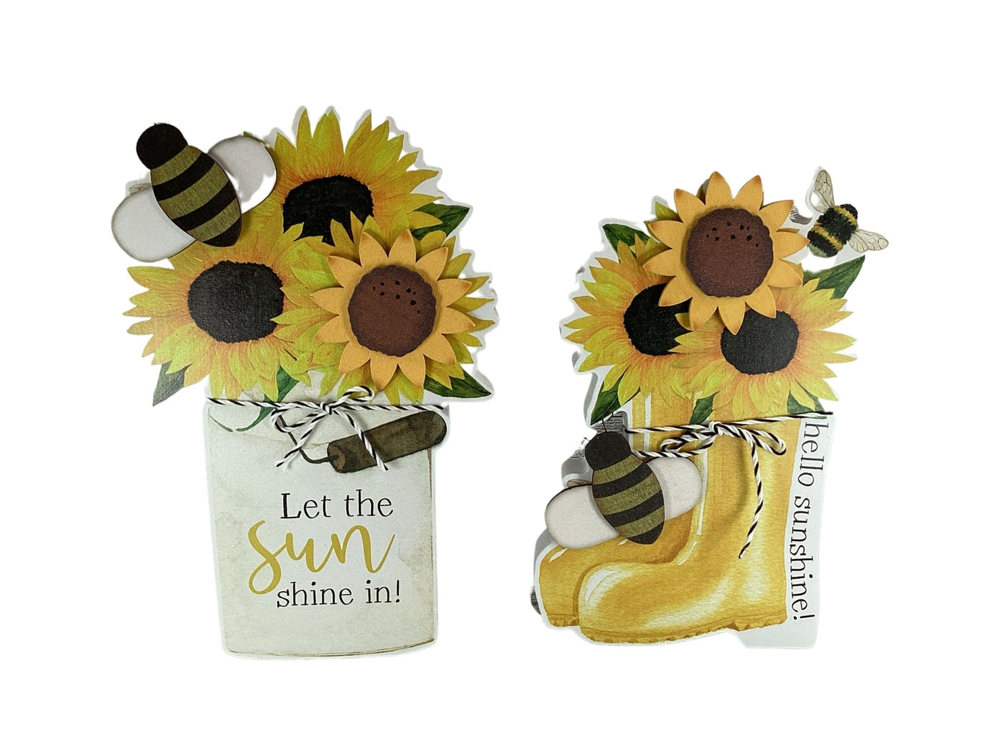 AGD Spring Decor - Rainboots Sunflower Pail Summer Theme Decor 2pc Set